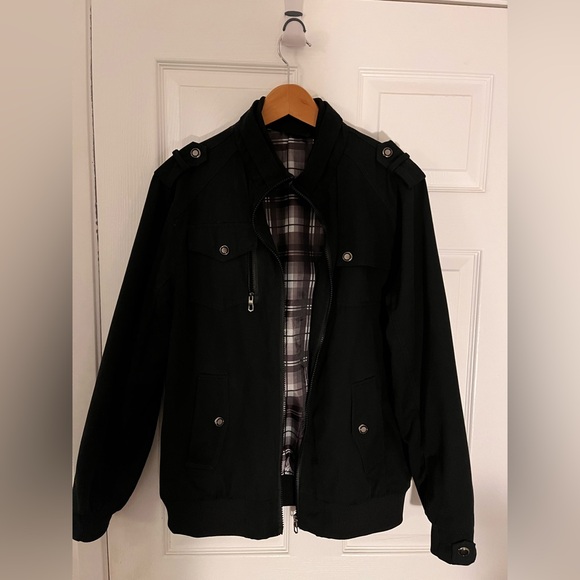 Men’s black cotton light bomber jacket - Picture 2 of 3